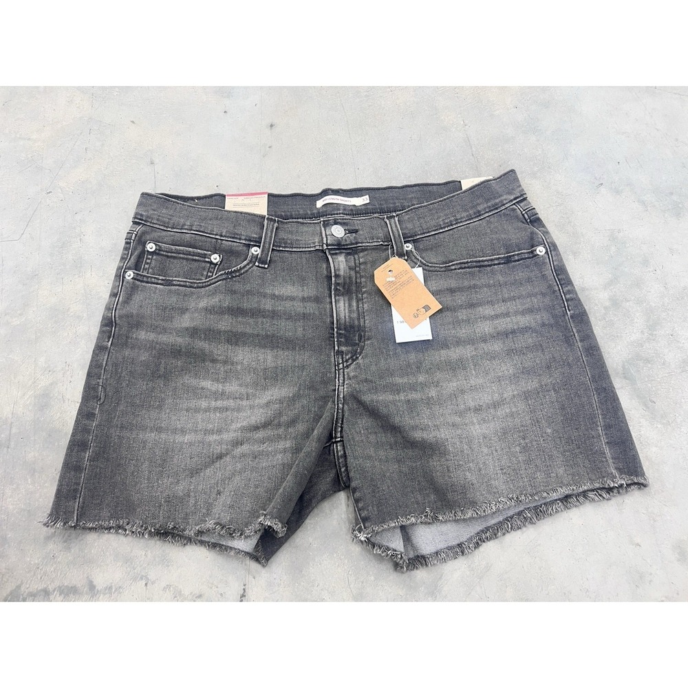 Signature by Levi Strauss Women's Black Denim Cutoff Shorts Frayed Hem 33